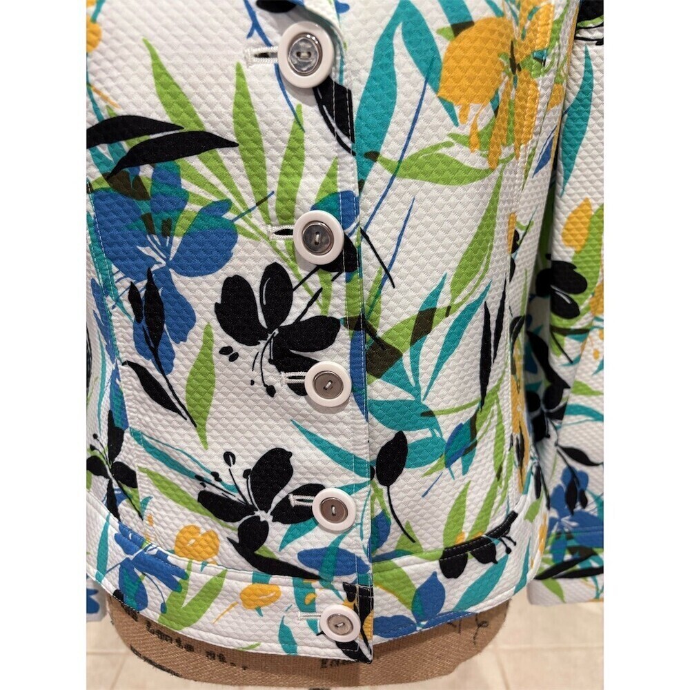 Requirements Blazer Jacket Womens Size 8 Floral Print Lightweight White - Picture 3 of 9